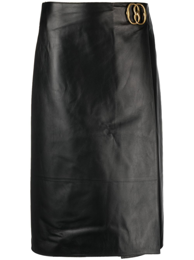 Shop Bally Logo-plaque Leather Skirt In Black