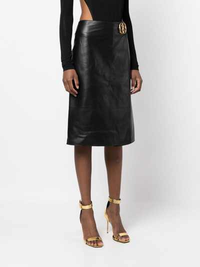 Shop Bally Logo-plaque Leather Skirt In Black