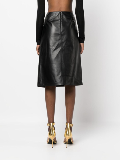 Shop Bally Logo-plaque Leather Skirt In Black