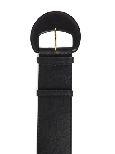 Shop Carolina Herrera Demi Lune Leather Belt In Black