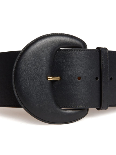 Shop Carolina Herrera Demi Lune Leather Belt In Black