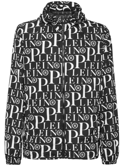 Shop Philipp Plein Logo-print Windbreaker Jacket In Black