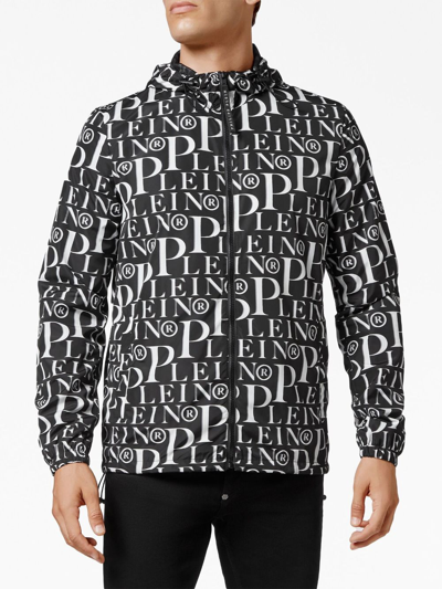 Shop Philipp Plein Logo-print Windbreaker Jacket In Black