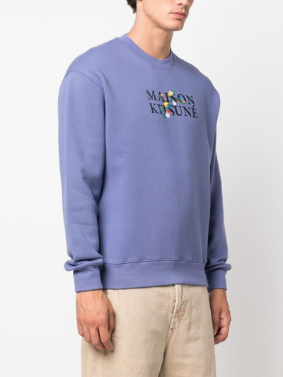 Shop Maison Kitsuné Logo-print Jersey Sweatshirt In Purple