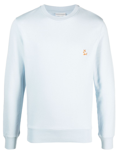 Shop Maison Kitsuné Fox Logo-appliqué Cotton Sweatshirt In Blue