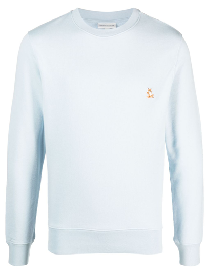 Maison Kitsuné Fox Head Patch Regular Sweatshirt Cirrus Blue In Blue