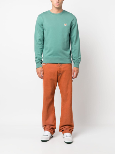 Maison Kitsuné Man Sweatshirt Emerald Green Size L Cotton In Green