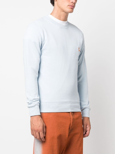 Shop Maison Kitsuné Fox Logo-appliqué Cotton Sweatshirt In Blue