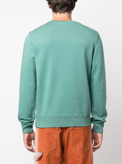 Shop Maison Kitsuné Fox Logo-appliqué Jersey Sweatshirt In Green