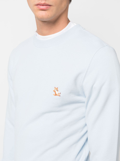 Shop Maison Kitsuné Fox Logo-appliqué Cotton Sweatshirt In Blue