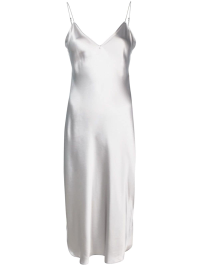 Shop Nili Lotan Cami Silk-satin Midi Dress In Grey