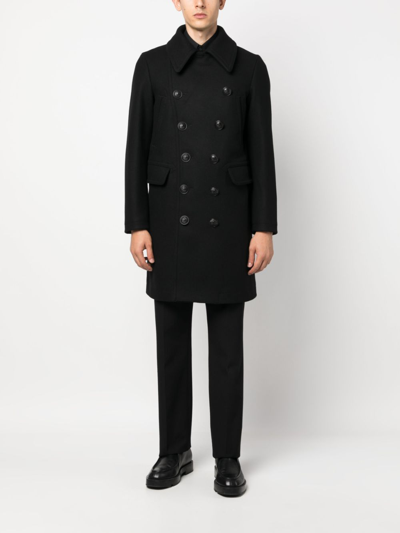 Shop Dsquared2 Logo-button Double-breasted Coat In Black