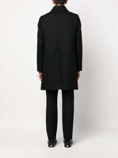 Dsquared2 Black Coat With Double-breasted Fastening And Branded Buttons In Wool Man In Black