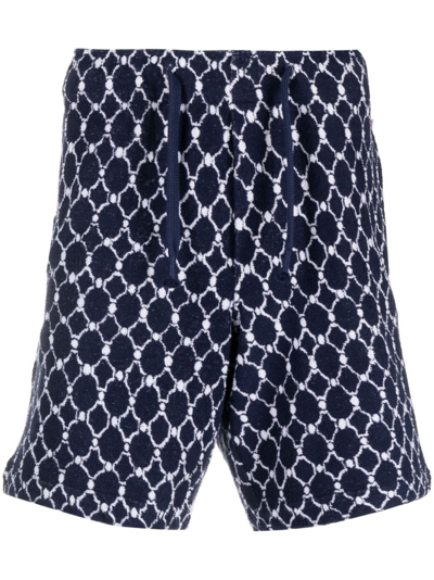 Shop Orlebar Brown Trevone Geometric-pattern Terry-cloth Shorts In Blue