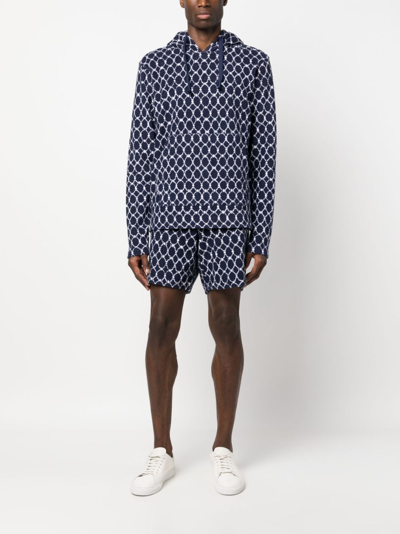 Shop Orlebar Brown Trevone Geometric-pattern Terry-cloth Shorts In Blue