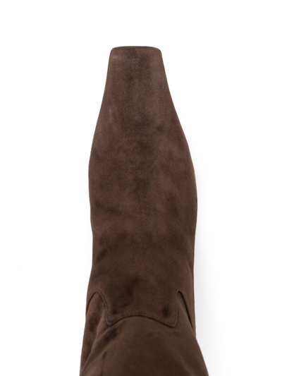Khaite Marfa Classic Flat Knee High Boot In Brown