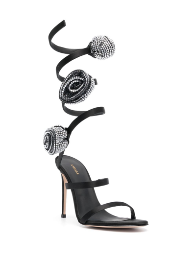 Shop Le Silla 110mm Rose Leather Sandals In Black