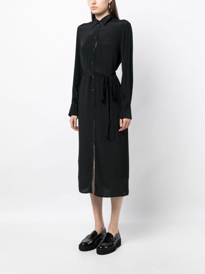 Shop Ps By Paul Smith Belted Long-sleeved Shirtdress In Black