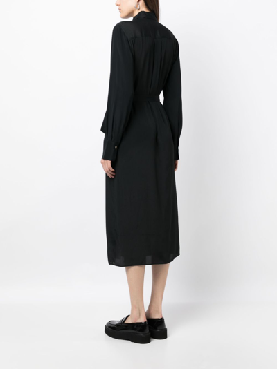 Shop Ps By Paul Smith Belted Long-sleeved Shirtdress In Black