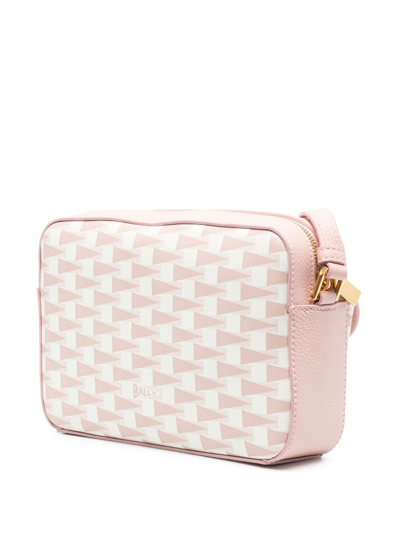 Shop Bally Pennant Monogram-pattern Crossbody Bag In Pink