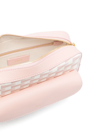 Shop Bally Pennant Monogram-pattern Crossbody Bag In Pink