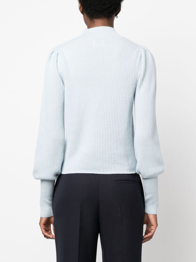 Shop Allude High-neck Ribbed-knit Jumper In Blue
