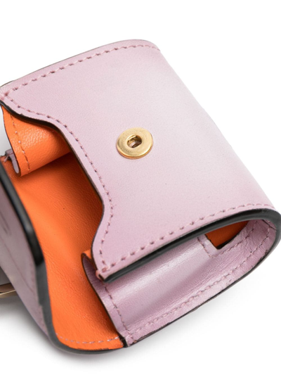 Shop Santoni Neck-strap Airpods Leather Case In Pink