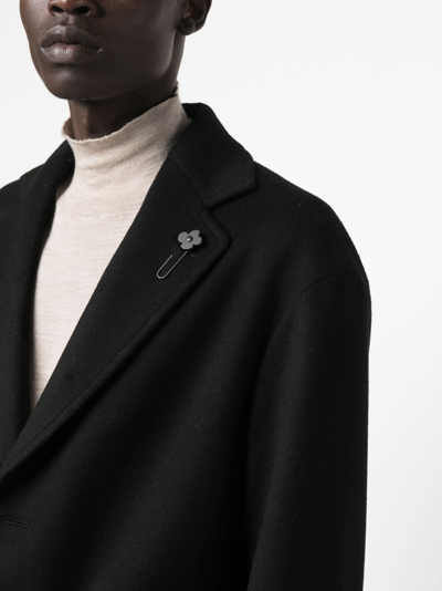 Shop Lardini Single-breasted Belted-waist Coat In Black