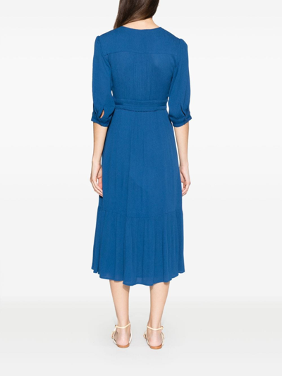Shop Ba&sh Saturne Empire-line Midi Dress In Blue