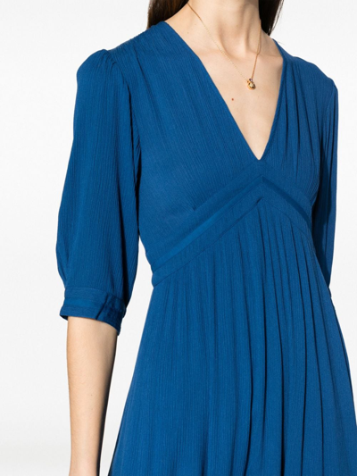 Shop Ba&sh Saturne Empire-line Midi Dress In Blue