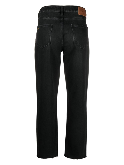 Ba&sh Logo-patch Cropped Jeans In Black