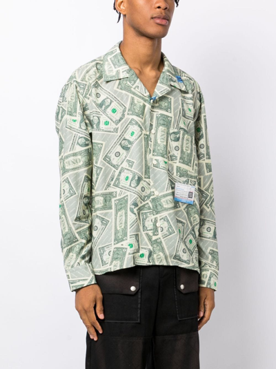 Shop Miharayasuhiro Dollar Bill Long-sleeve Shirt In Neutrals