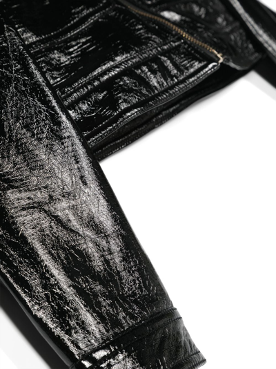 Shop Michael Kors High-shine Faux-leather Zipped Jacket In Black