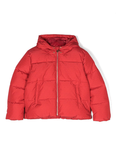 Shop Michael Kors Monogram-print Zipped Padded Jacket In Red