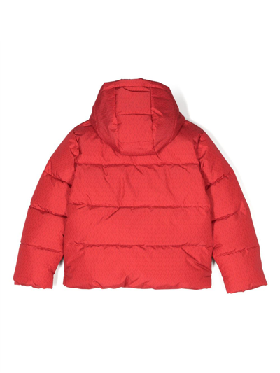 Shop Michael Kors Monogram-print Zipped Padded Jacket In Red