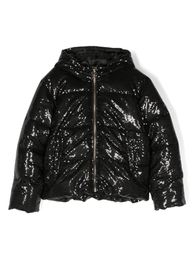 Shop Michael Kors Sequin-embellished Zipped Padded Jacket In Black