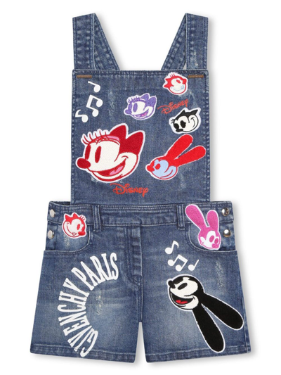 Shop Givenchy Cartoon-patch Denim Dungaree In Blue