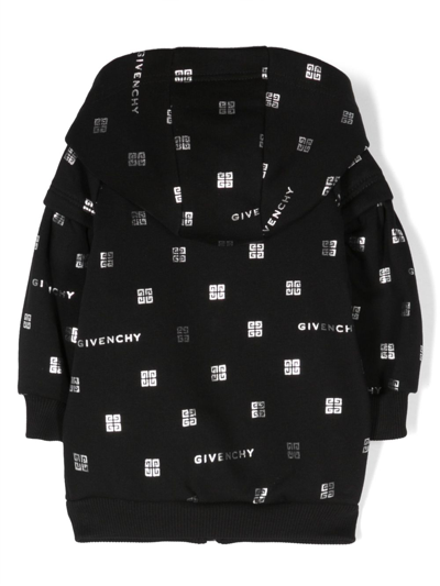 Shop Givenchy Metallic-logo Print Cotton Hoodie In Black