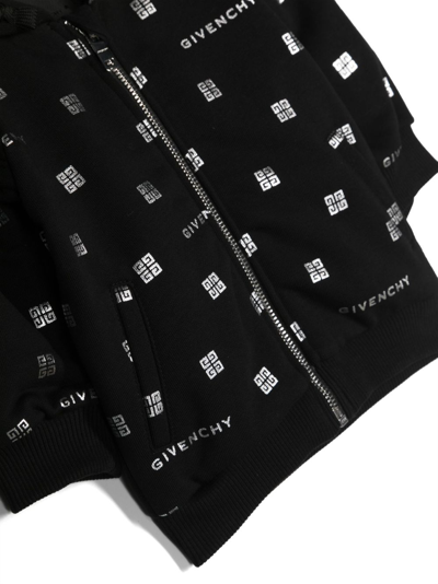 Shop Givenchy Metallic-logo Print Cotton Hoodie In Black