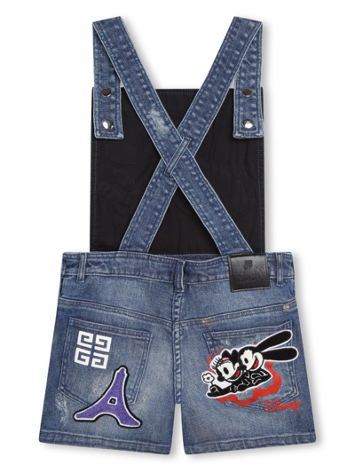 Shop Givenchy Cartoon-patch Denim Dungaree In Blue