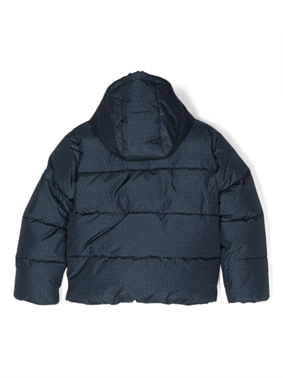 Shop Michael Kors Logo-print Zipped Padded Jacket In Blue