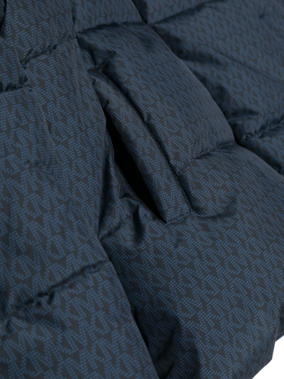 Shop Michael Kors Logo-print Zipped Padded Jacket In Blue