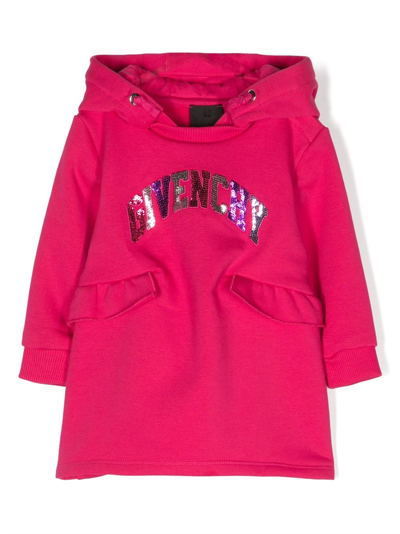 Givenchy Sequin-embellished Hooded Dress In Pink