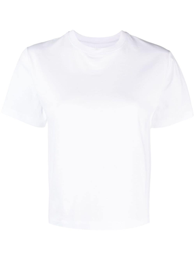 Shop Armarium Short-sleeved Cotton Cropped T-shirt In White