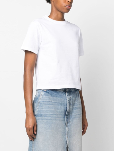 Shop Armarium Short-sleeved Cotton Cropped T-shirt In White