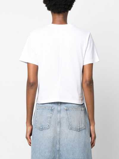 Shop Armarium Short-sleeved Cotton Cropped T-shirt In White