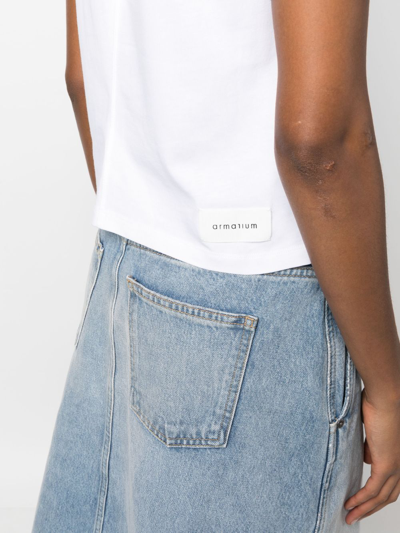 Shop Armarium Short-sleeved Cotton Cropped T-shirt In White