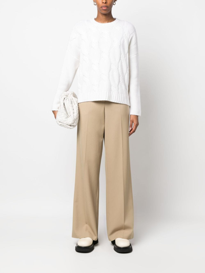 Shop Allude Cable-knit Cashmere Jumper In White