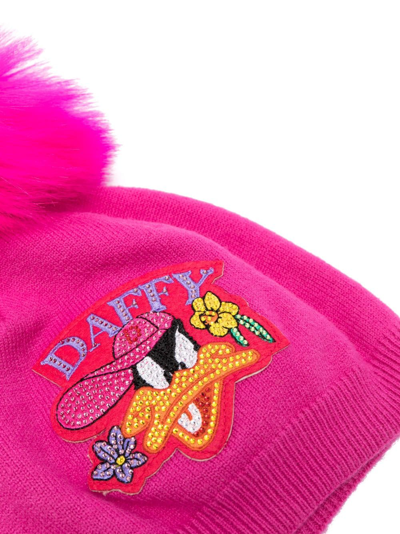 Shop Monnalisa Patch-detail Knit Beanie In Pink
