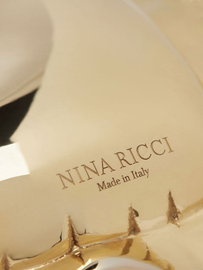 Shop Nina Ricci Heart-shaped Logo-engraved Earrings In Gold